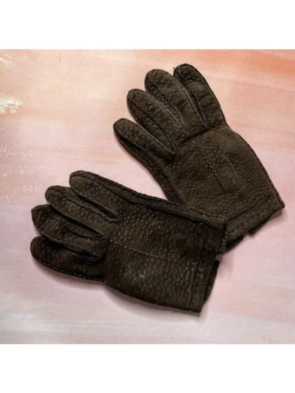 Cashmere Lined Suede Textured Leather Winter Gloves